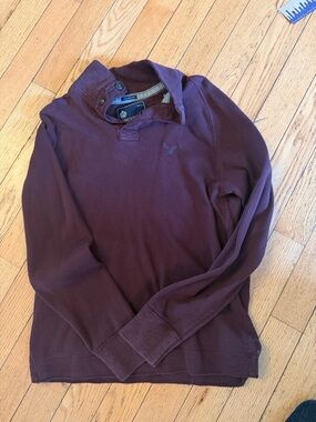 American Eagle Outfitters Burgundy Mock Neck Pullover